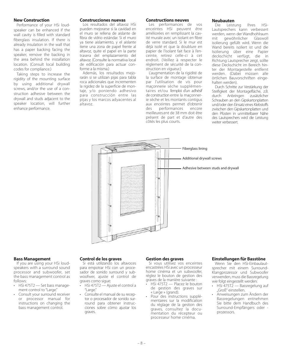 Boston Acoustics HSi 475T2 User Manual | Page 8 / 16