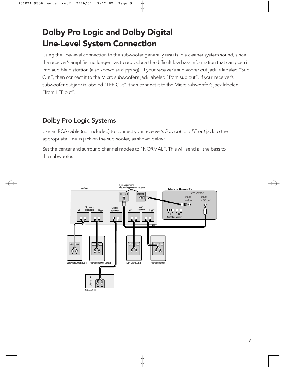 Dolby pro logic systems | Boston Acoustics 9500 User Manual | Page 9 / 16
