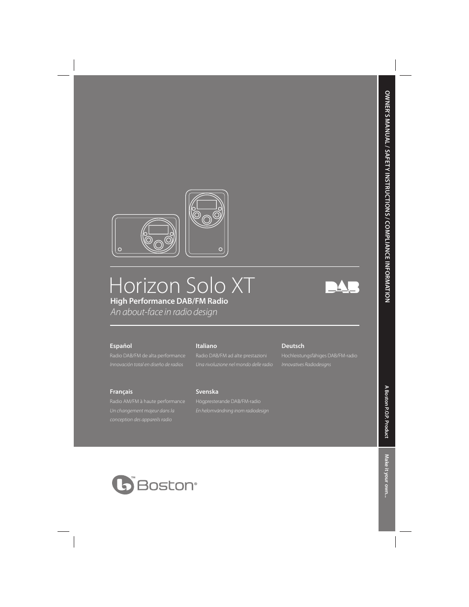 Boston Acoustics Horizon Solo XT User Manual | 15 pages