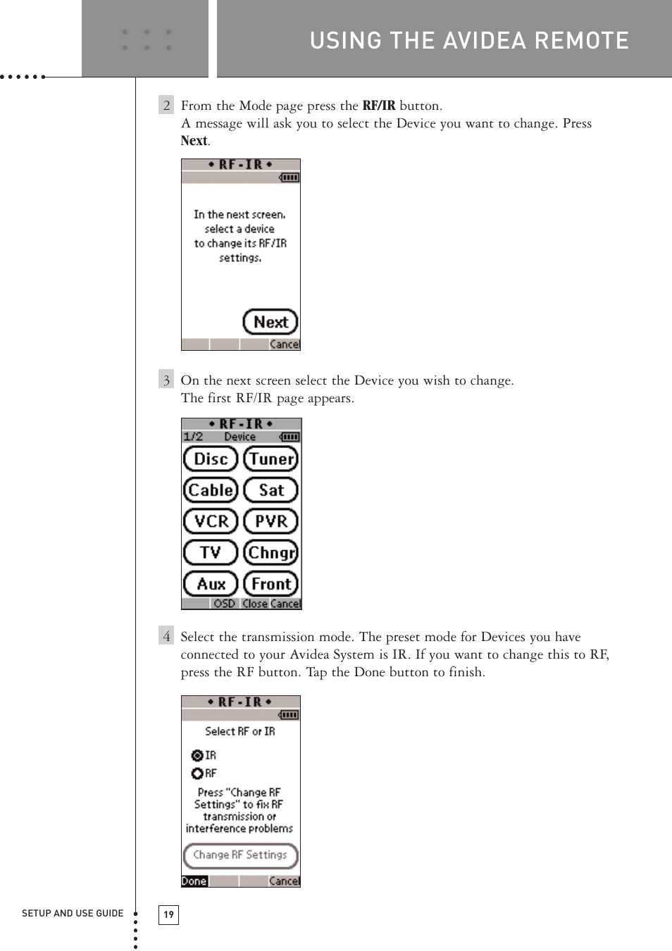 Using the avidea remote | Boston Acoustics TSU501 User Manual | Page 21 / 59
