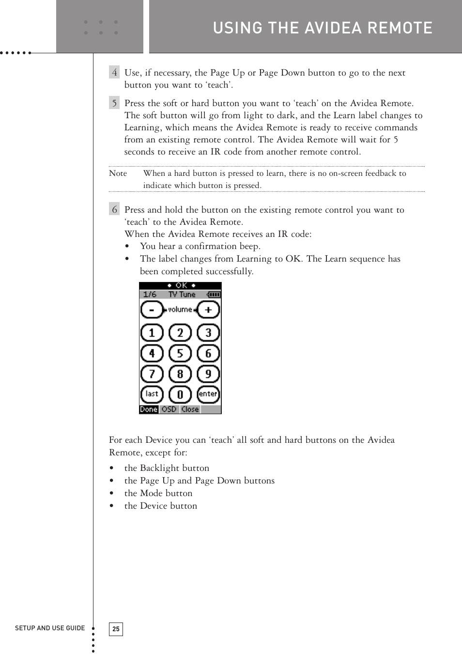 Using the avidea remote | Boston Acoustics TSU501 User Manual | Page 27 / 59