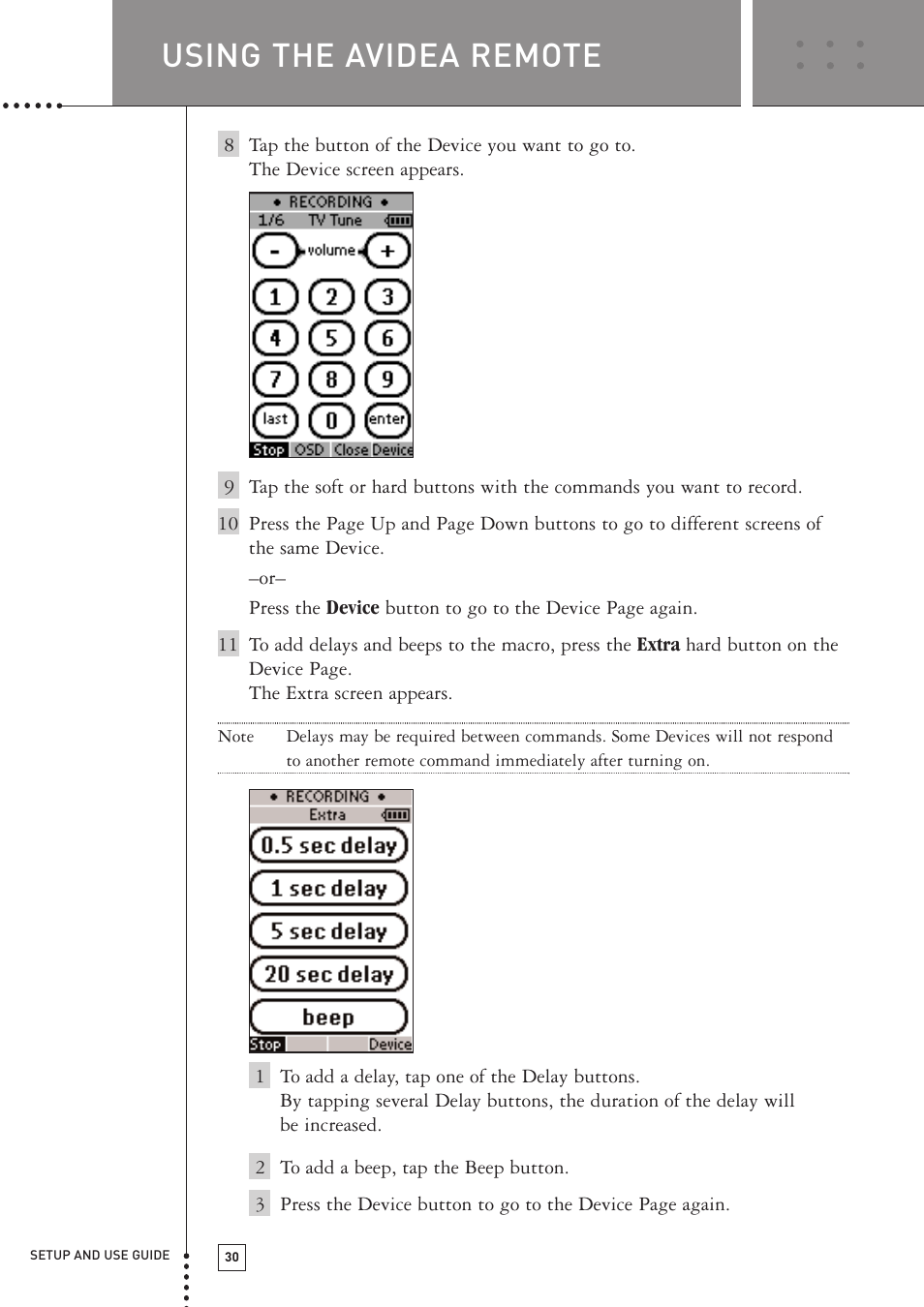 Using the avidea remote | Boston Acoustics TSU501 User Manual | Page 32 / 59