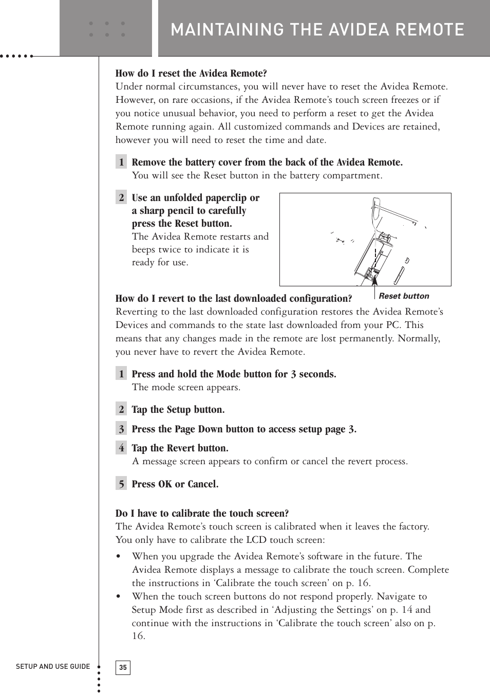 Maintaining the avidea remote | Boston Acoustics TSU501 User Manual | Page 37 / 59