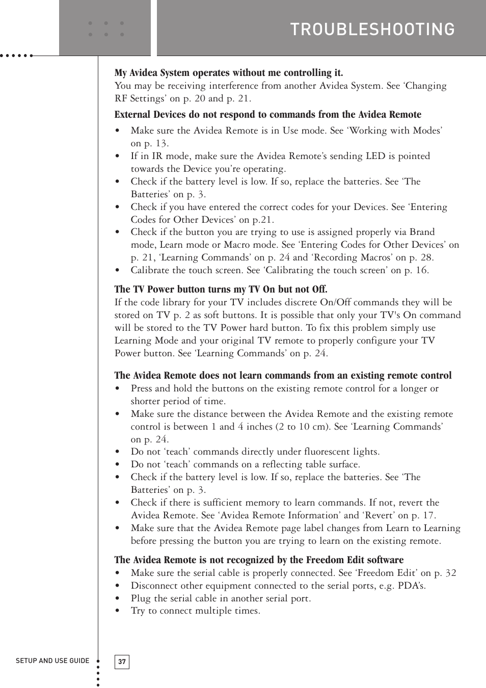 Troubleshooting | Boston Acoustics TSU501 User Manual | Page 39 / 59