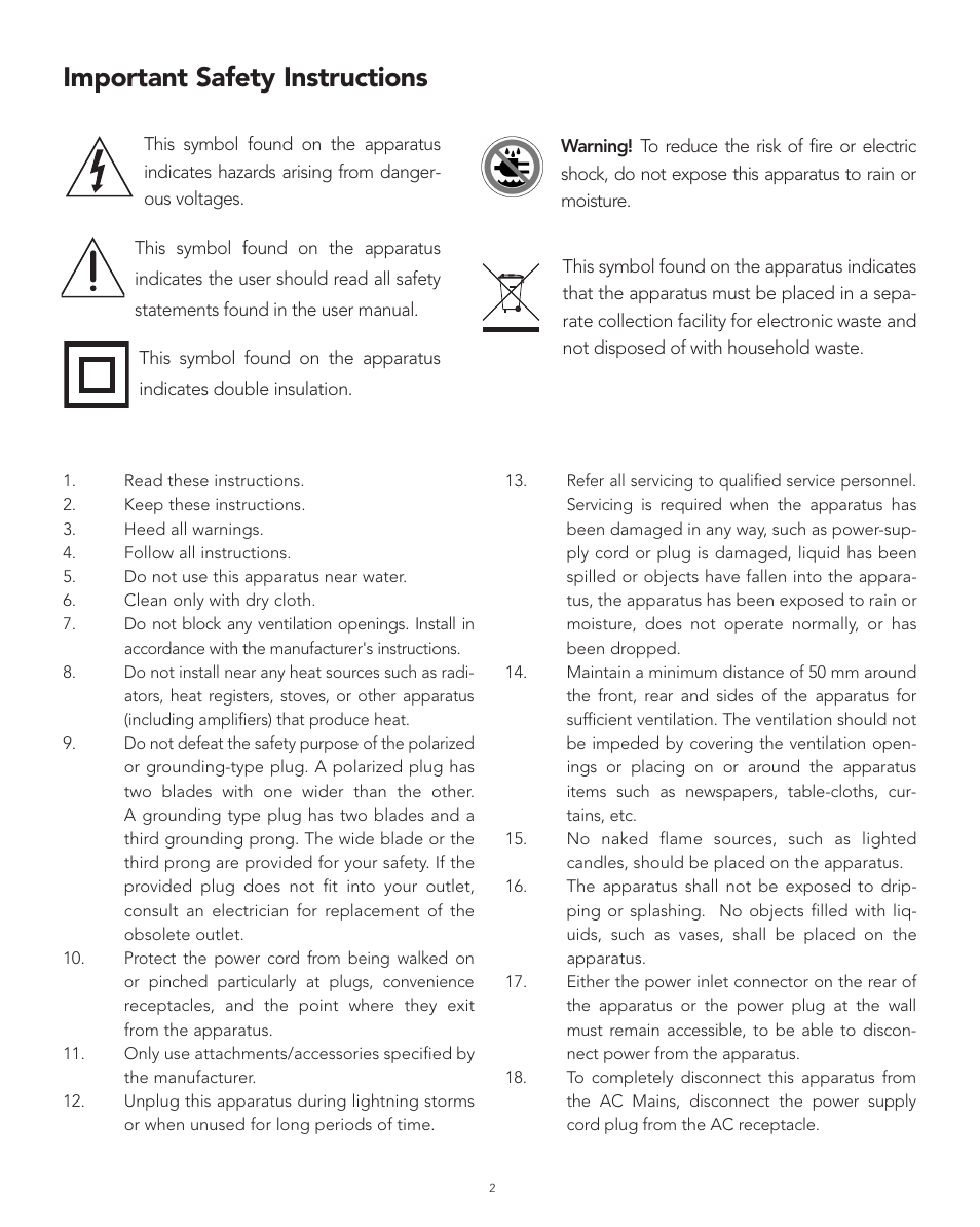 Important safety instructions | Boston Acoustics XB4 User Manual | Page 2 / 24