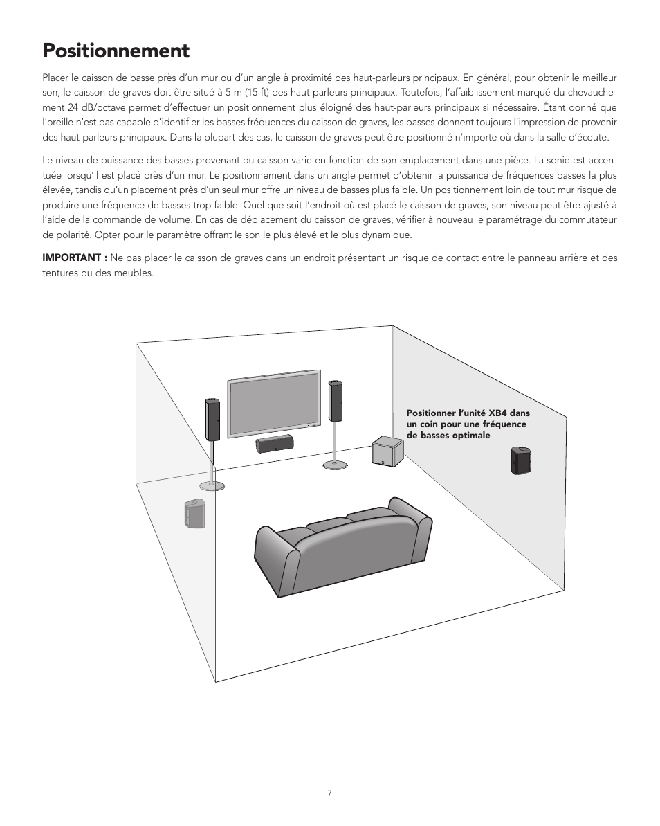 Positionnement | Boston Acoustics XB4 User Manual | Page 23 / 24