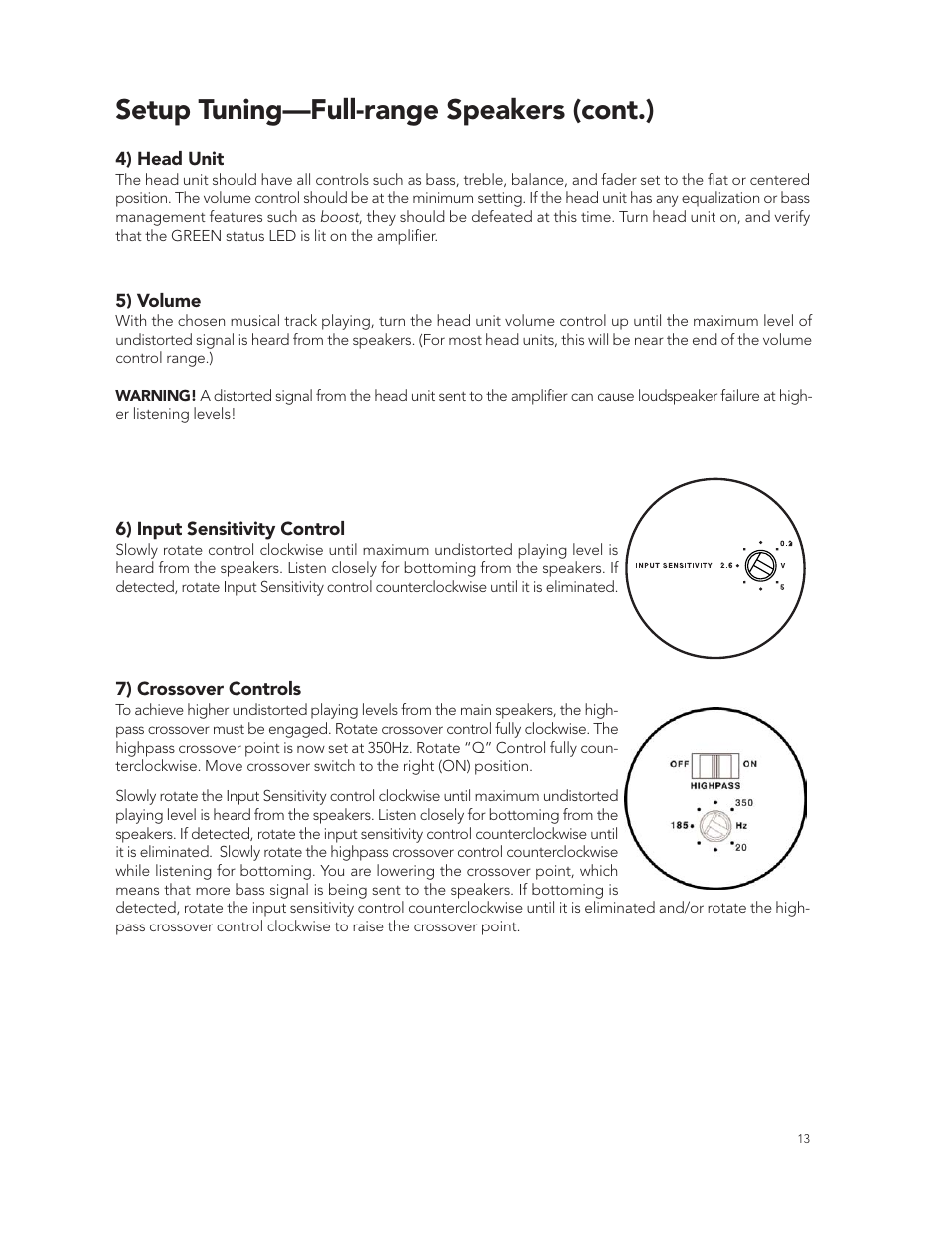 Setup tuning—full-range speakers (cont.) | Boston Acoustics GT-20 User Manual | Page 13 / 19