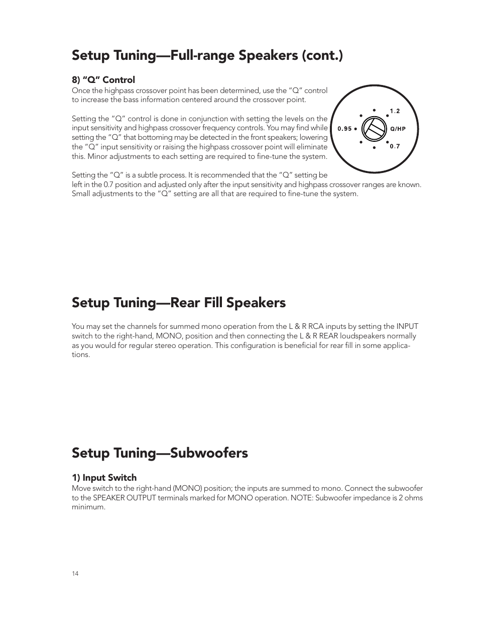 Setup tuning—subwoofers | Boston Acoustics GT-20 User Manual | Page 14 / 19