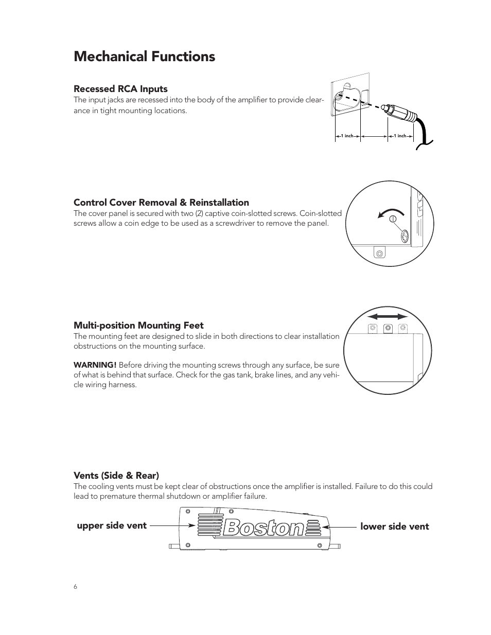 Mechanical functions | Boston Acoustics GT-20 User Manual | Page 6 / 19
