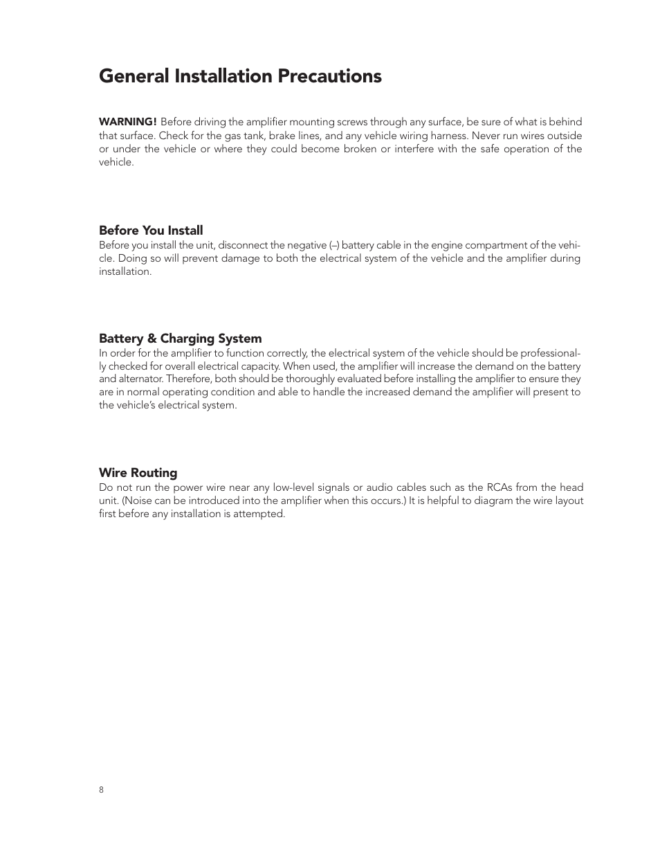 General installation precautions | Boston Acoustics GT-20 User Manual | Page 8 / 19
