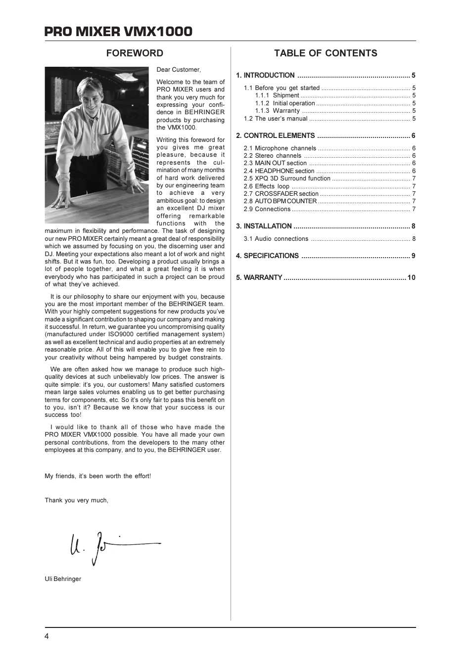 Behringer VMX1000 User Manual | Page 4 / 10