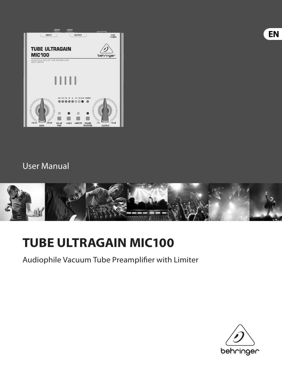 Behringer TUBE ULTRAGAIN MIC100 User Manual | 19 pages