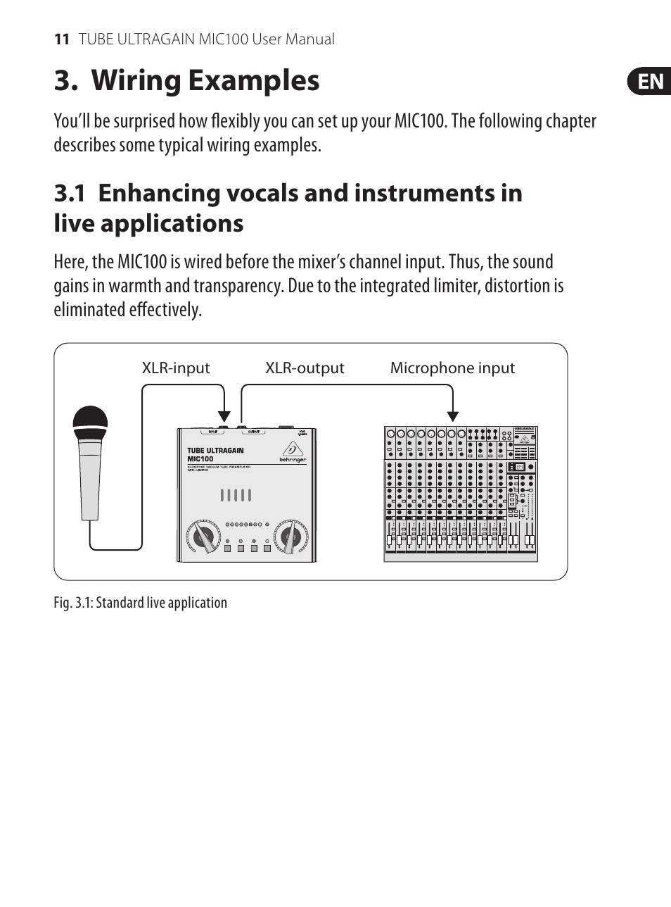 Wiring examples | Behringer TUBE ULTRAGAIN MIC100 User Manual | Page 11 / 19