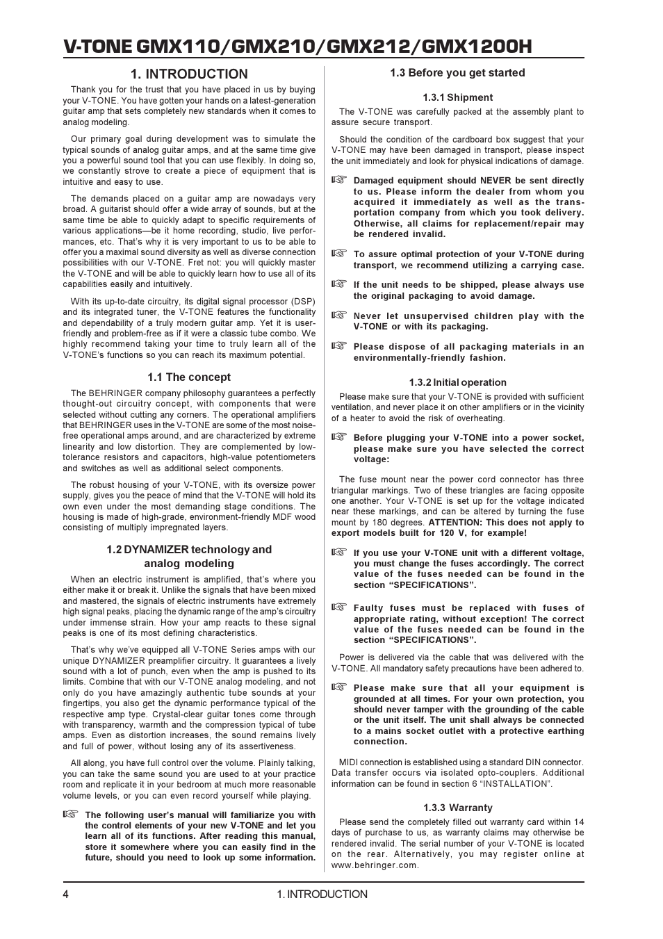 Introduction | Behringer GMX212 User Manual | Page 4 / 16