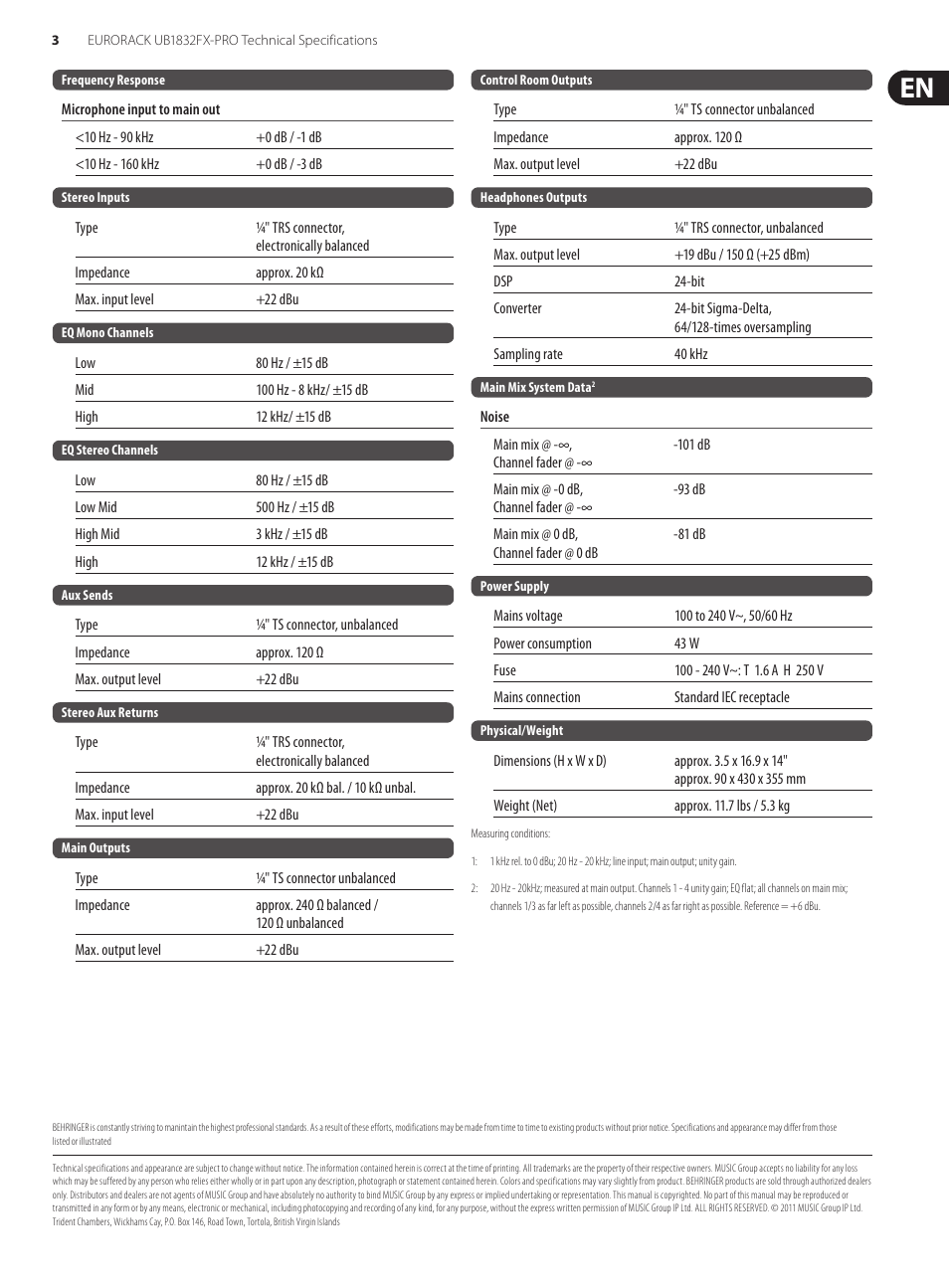 Behringer EURORACK UB1832FX-PRO User Manual | Page 3 / 3