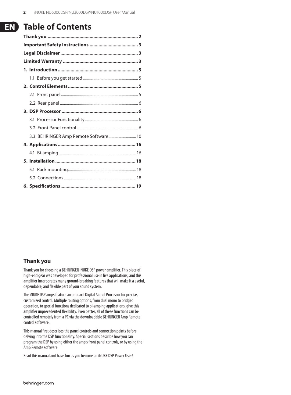 Behringer iNuke NU6000DSP User Manual | Page 2 / 22