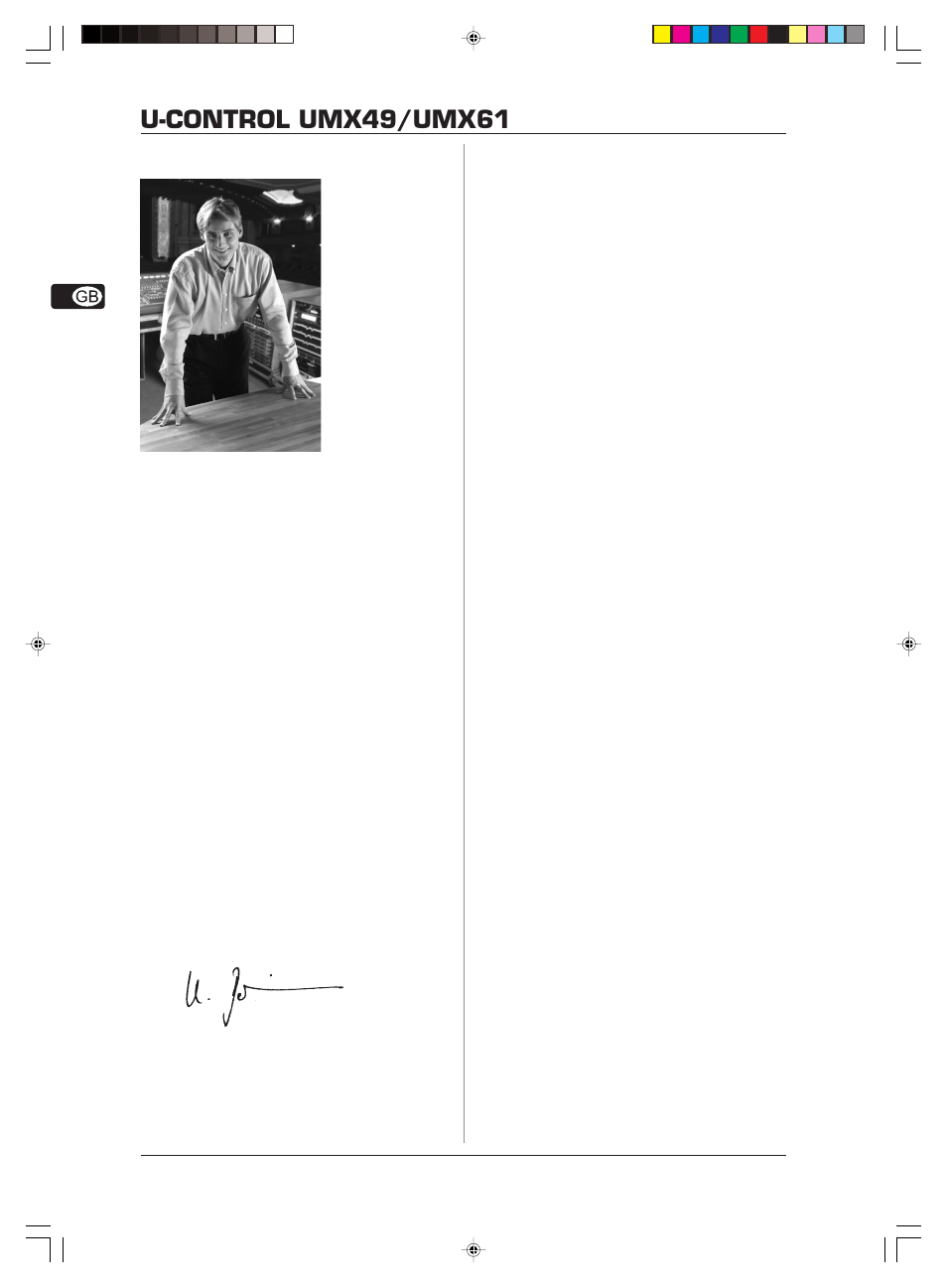 U-control umx49/umx61, Table of contants, Vorwort | Behringer U-CONTROL UMX61 User Manual | Page 4 / 15