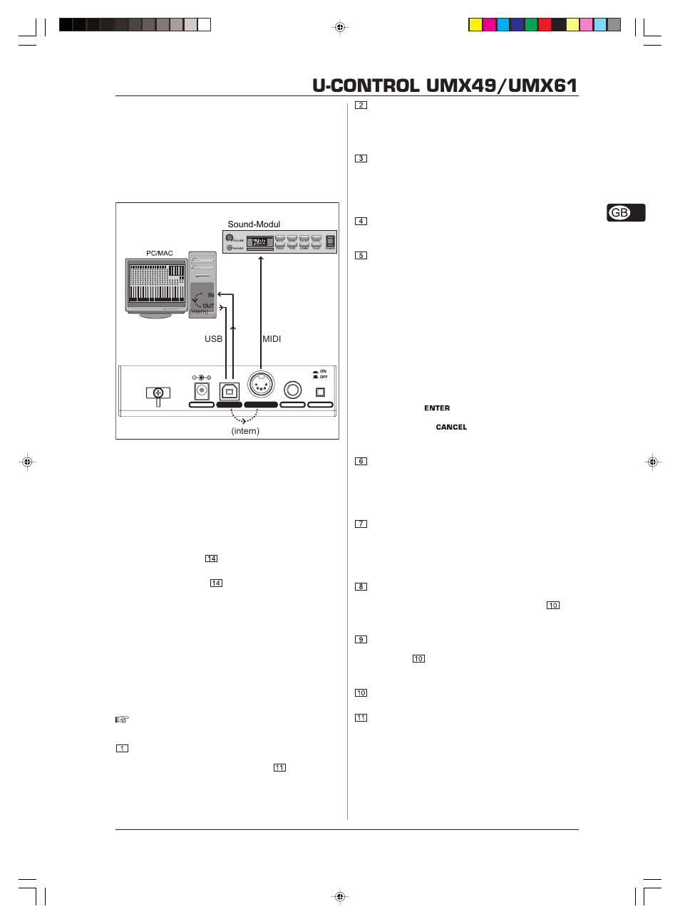 U-control umx49/umx61, Control elements and connections | Behringer U-CONTROL UMX61 User Manual | Page 7 / 15