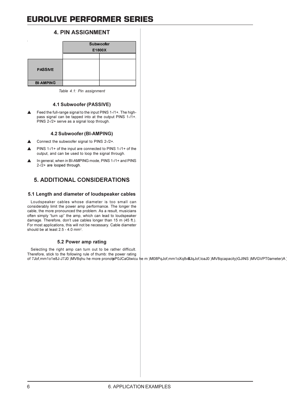 Eurolive performer series, Pin assignment, Additional considerations | Behringer E1220 User Manual | Page 6 / 10