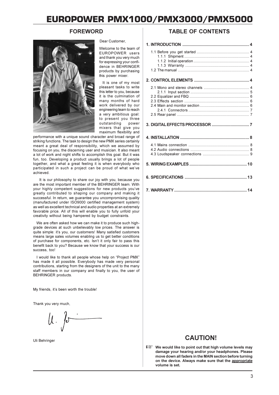 Behringer PMX5000 User Manual | Page 3 / 14