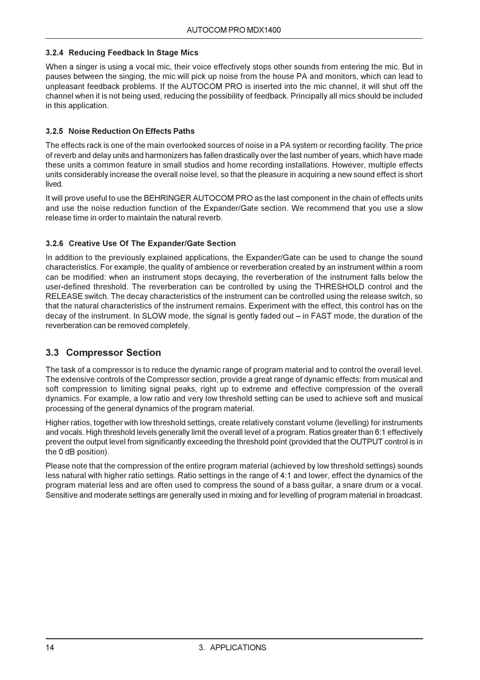 Behringer MDX1400 User Manual | Page 14 / 28
