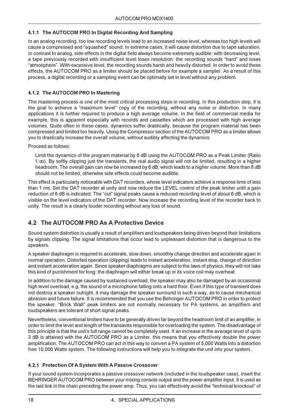 Behringer MDX1400 User Manual | Page 18 / 28