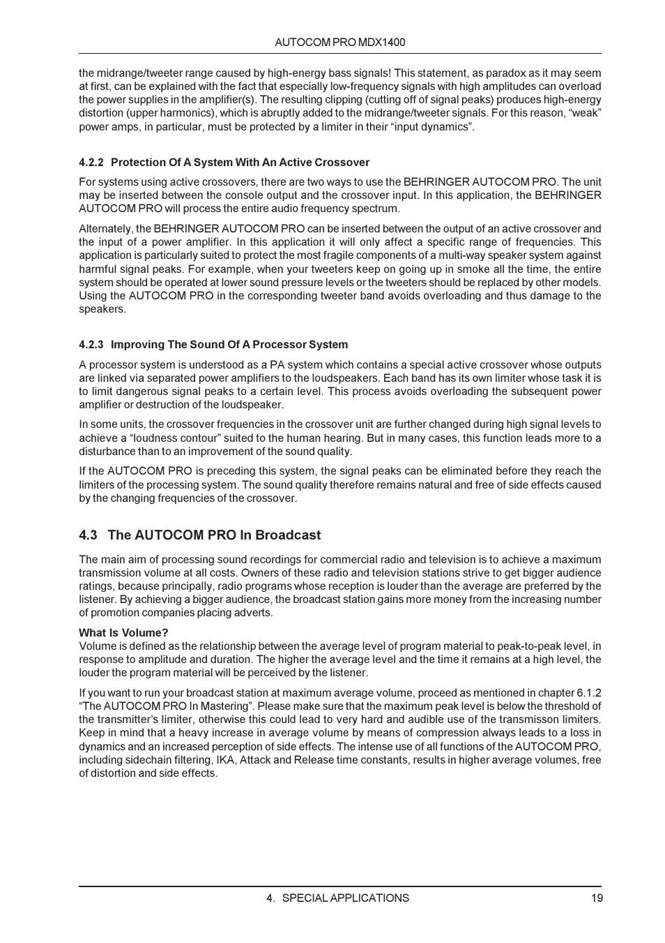 Behringer MDX1400 User Manual | Page 19 / 28