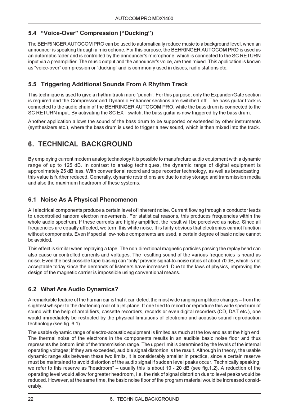 Technical background | Behringer MDX1400 User Manual | Page 22 / 28