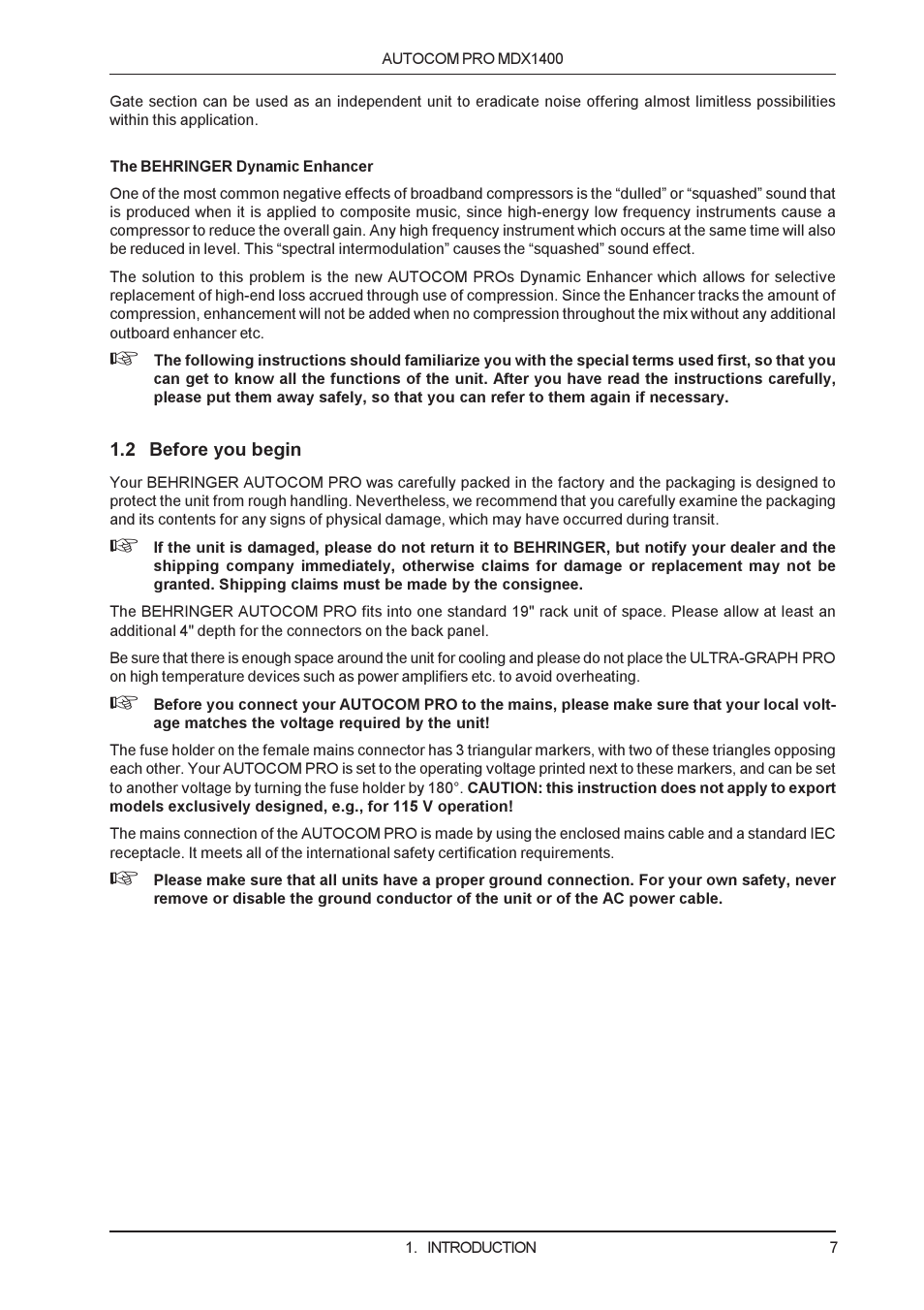 Behringer MDX1400 User Manual | Page 7 / 28