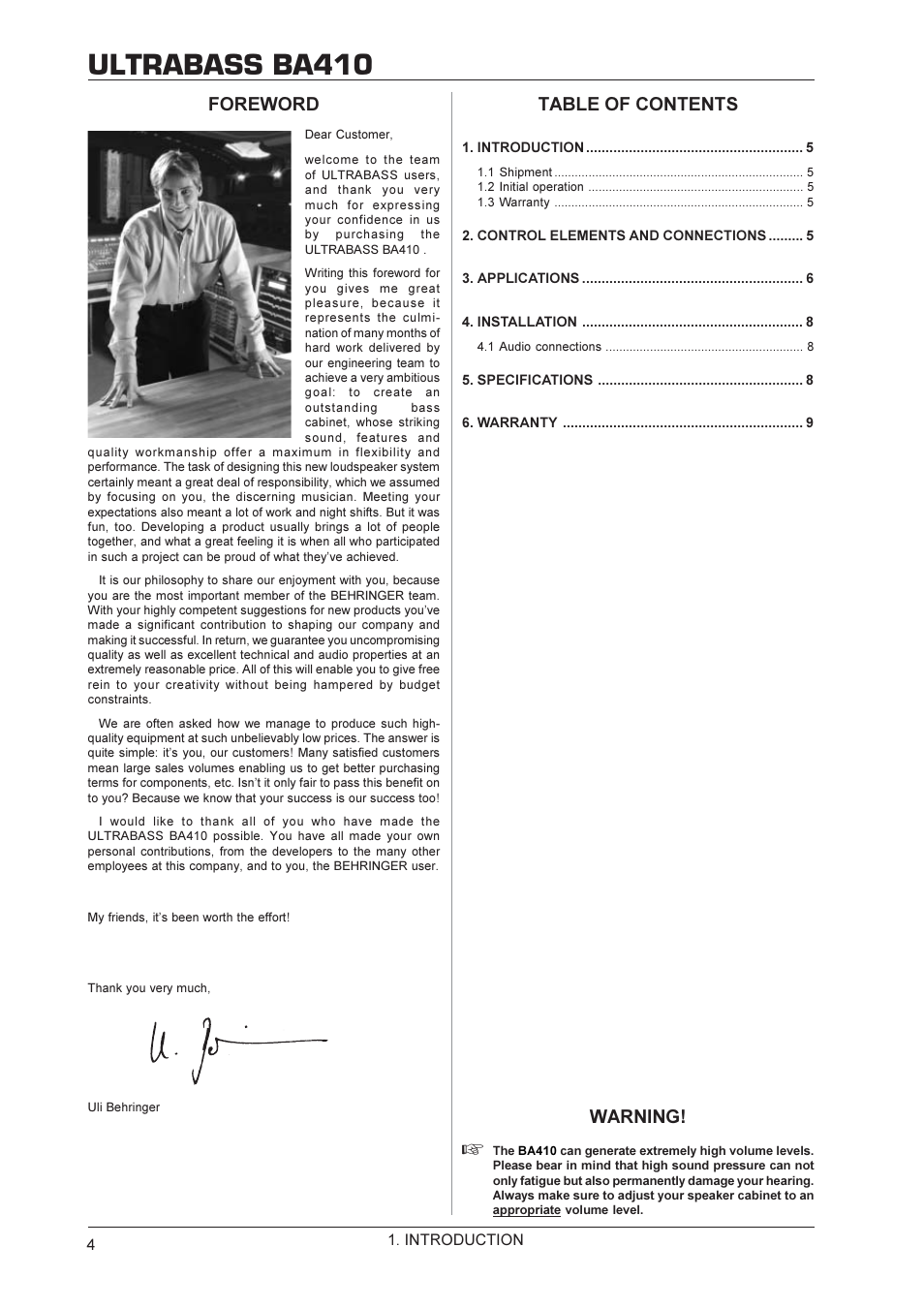 Behringer BA410 User Manual | Page 4 / 9