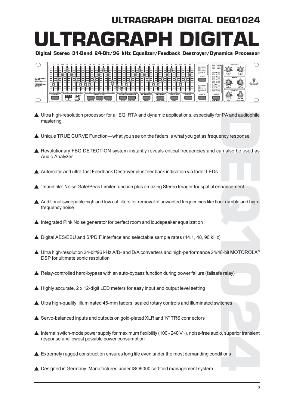 Deq1024, Ultragraph digital, Ultragraph digital deq1024 | Behringer DEQ1024 User Manual | Page 3 / 14