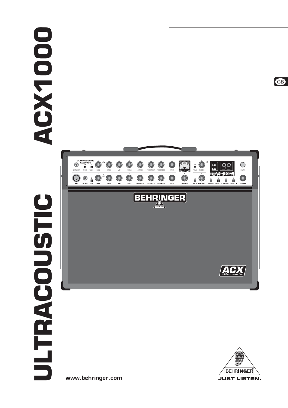 Behringer Ultracoustic ACX1000 User Manual | 15 pages