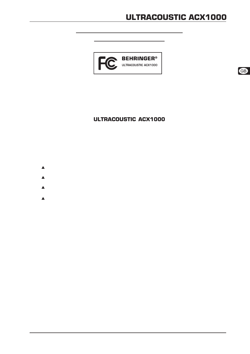 Ultracoustic acx1000 | Behringer Ultracoustic ACX1000 User Manual | Page 15 / 15