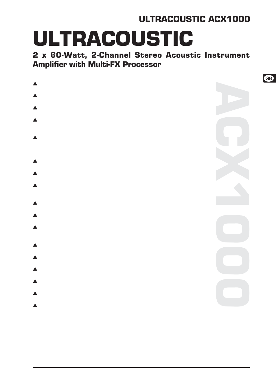 Acx1000, Ultracoustic, Ultracoustic acx1000 | Behringer Ultracoustic ACX1000 User Manual | Page 3 / 15