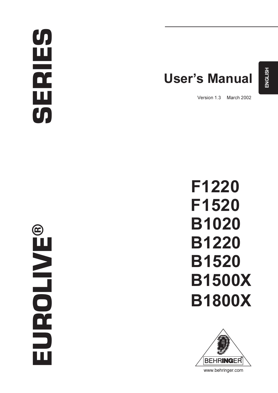 Behringer Eurolive Speakers B1800X User Manual | 11 pages