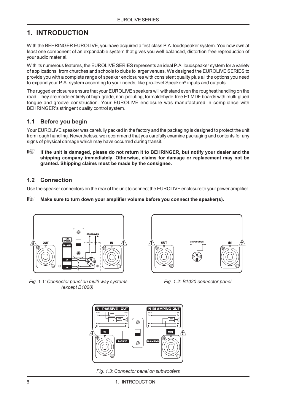 Introduction | Behringer Eurolive Speakers B1800X User Manual | Page 6 / 11