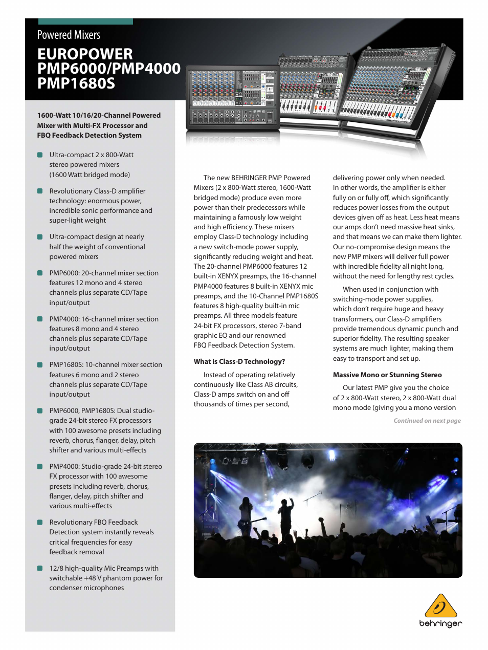 Behringer EUROPOWER PMP6000 User Manual | 8 pages