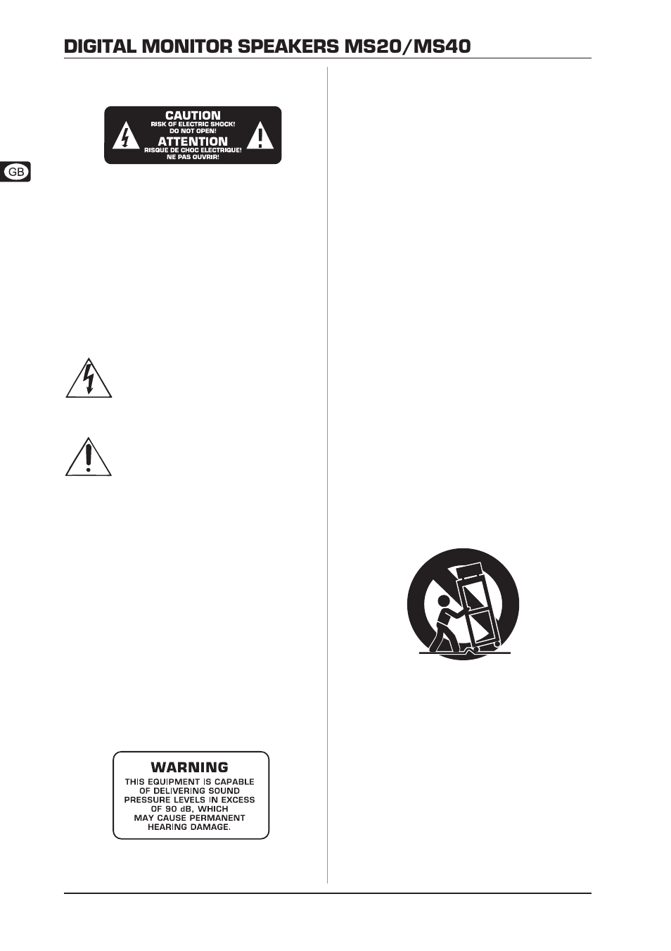 Digital monitor speakers ms20/ms40, Important safety instructions | Behringer Digital Monitor MS20 User Manual | Page 2 / 6