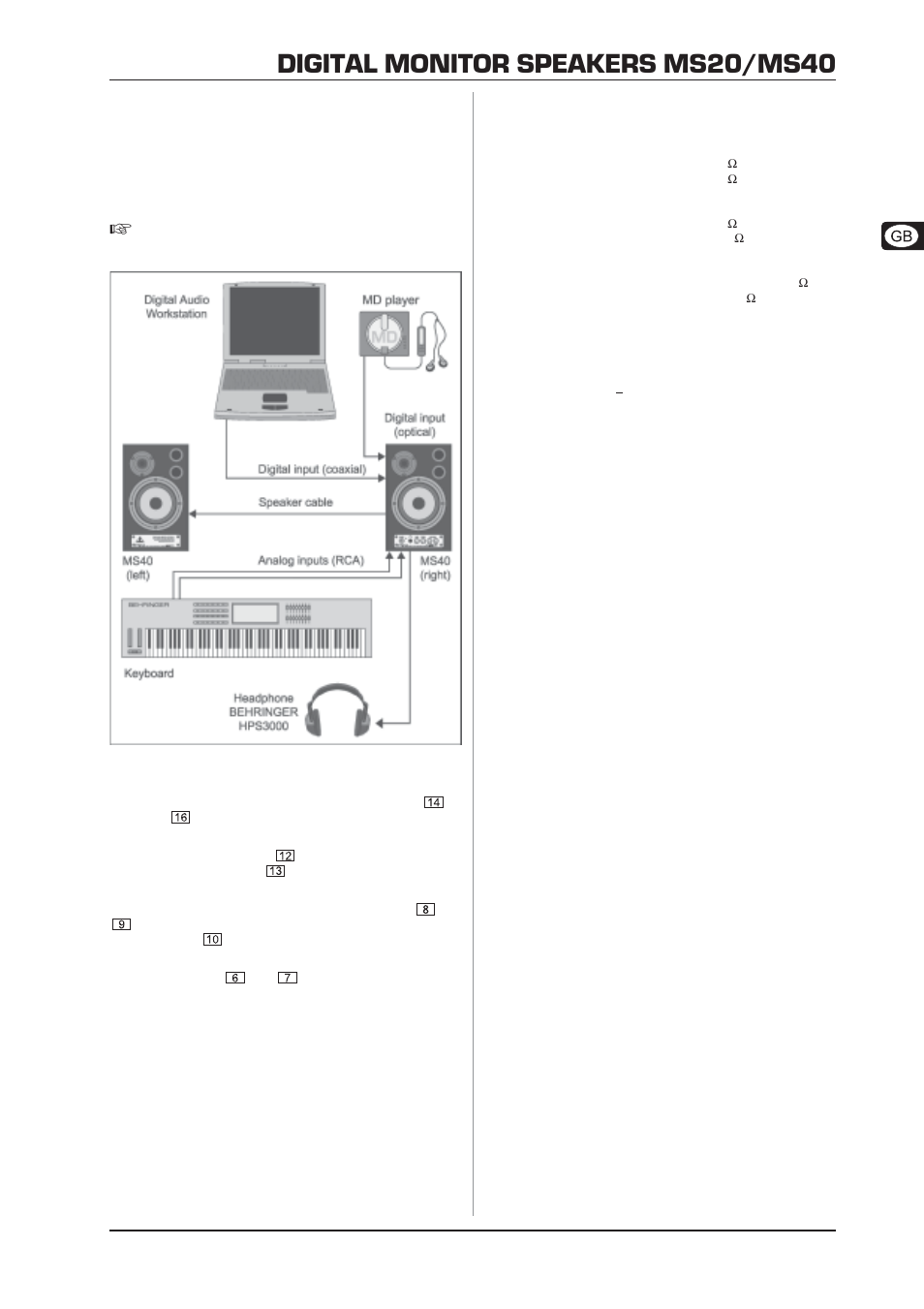 Digital monitor speakers ms20/ms40, Wiring, Specifications | Behringer Digital Monitor MS20 User Manual | Page 5 / 6