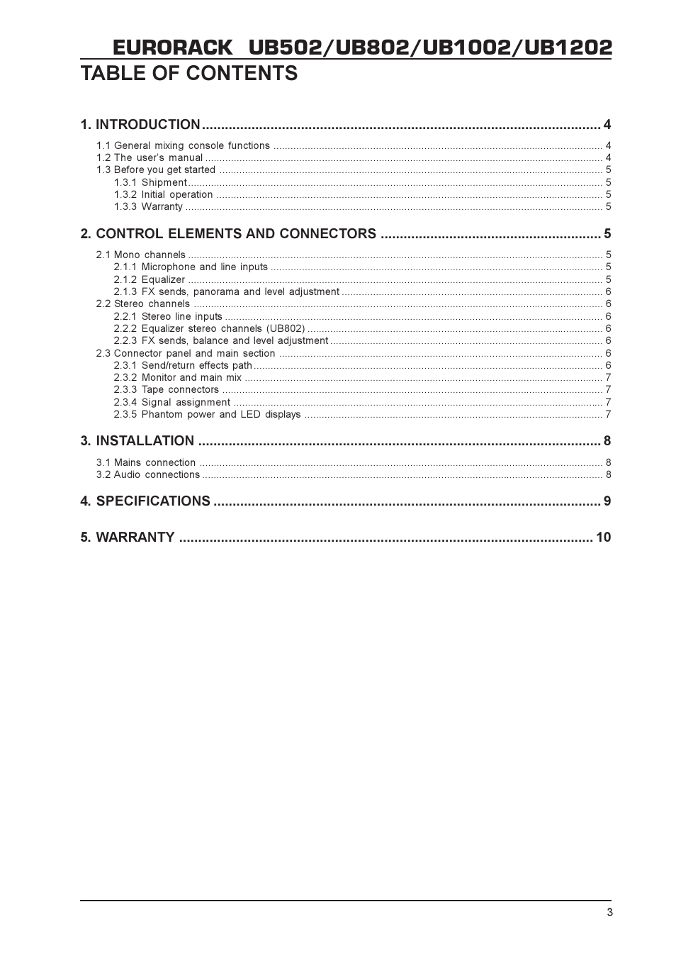 Behringer UB502 User Manual | Page 3 / 10