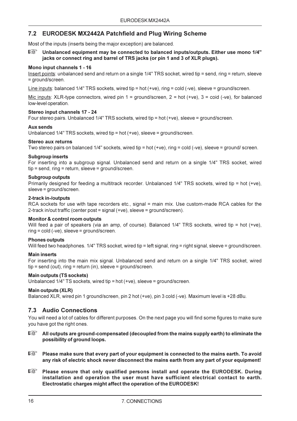 Behringer MX2442A User Manual | Page 16 / 23
