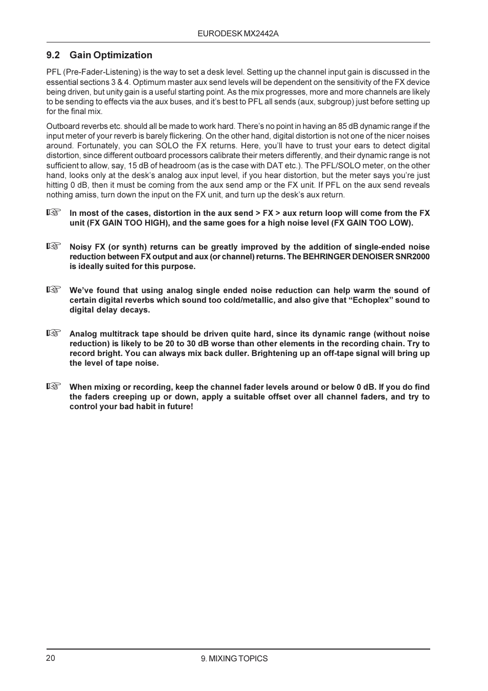 Behringer MX2442A User Manual | Page 20 / 23