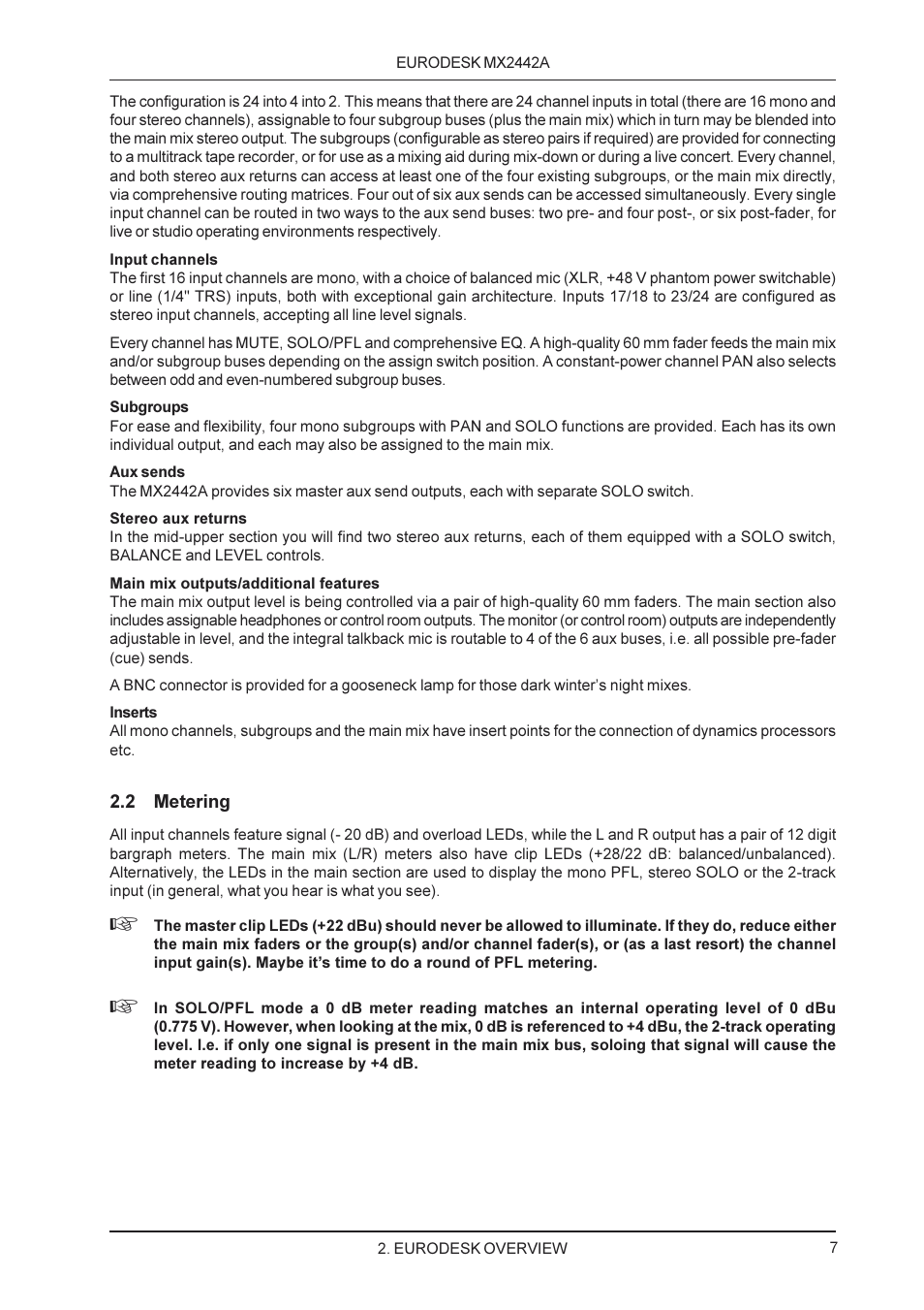 Behringer MX2442A User Manual | Page 7 / 23