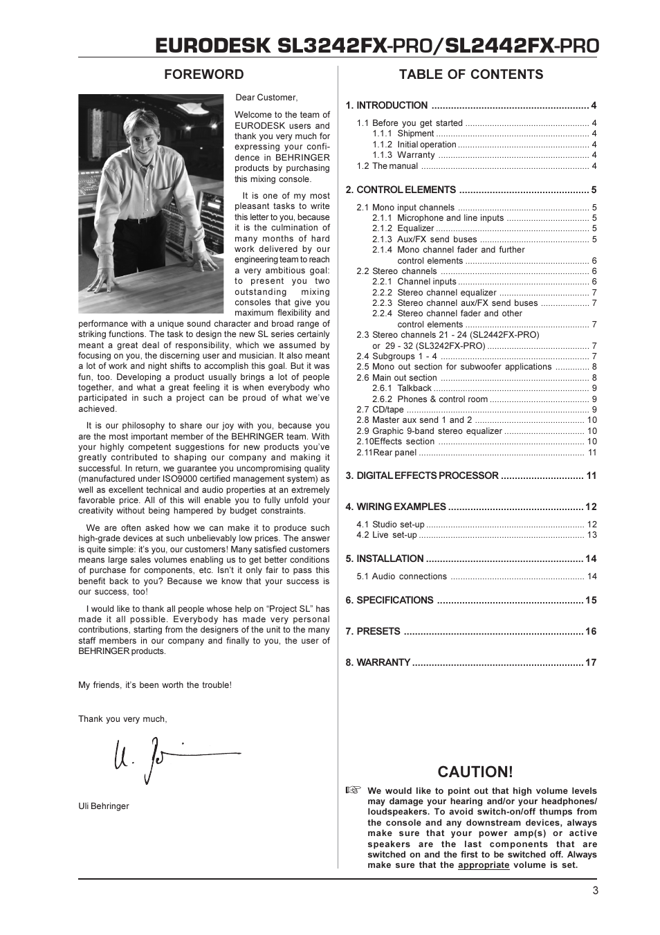 Behringer SL2442FX-PRO User Manual | Page 3 / 17