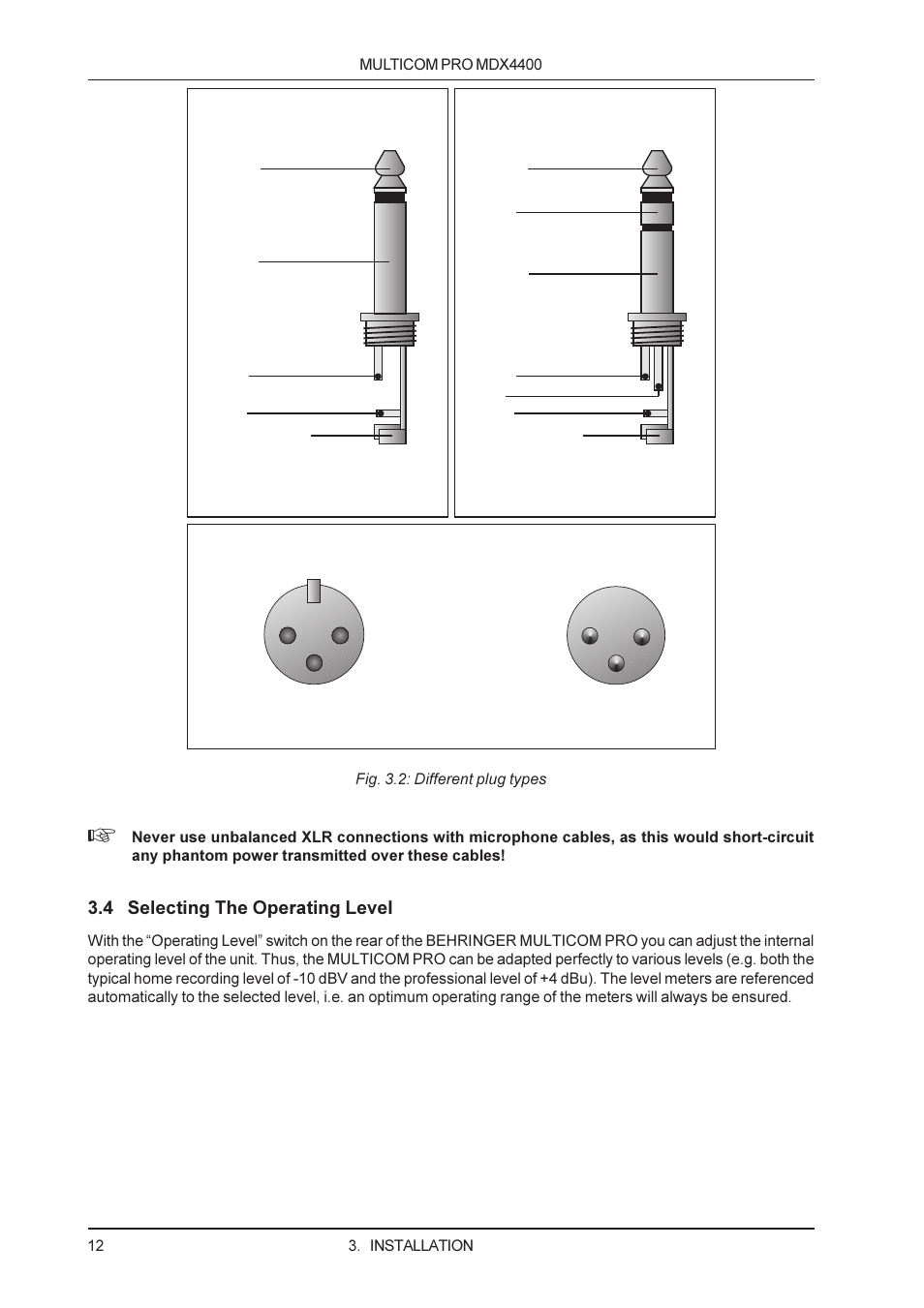 4 selecting the operating level | Behringer MDX4400 User Manual | Page 12 / 25