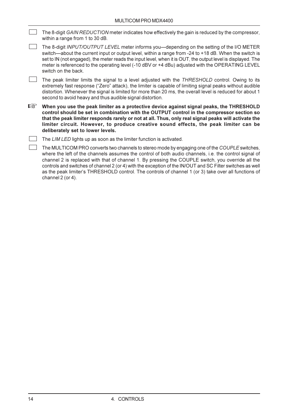 Behringer MDX4400 User Manual | Page 14 / 25