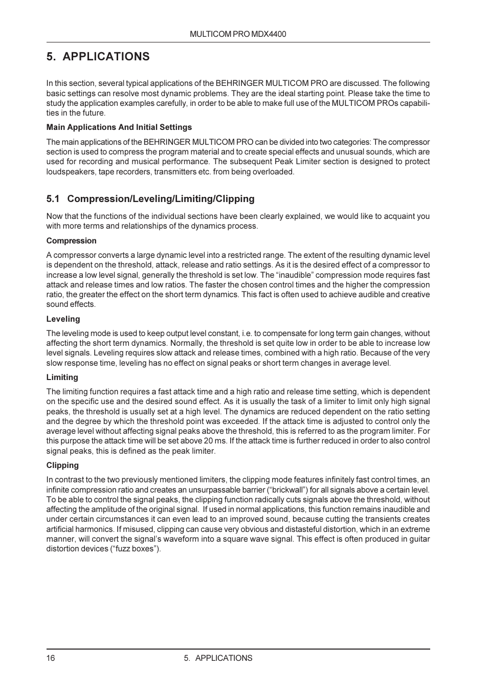 Applications | Behringer MDX4400 User Manual | Page 16 / 25