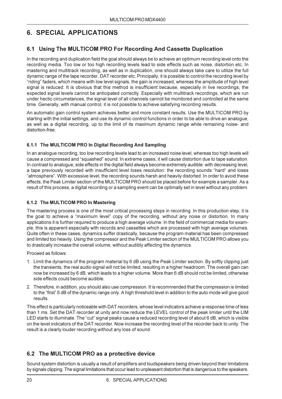 Special applications | Behringer MDX4400 User Manual | Page 20 / 25