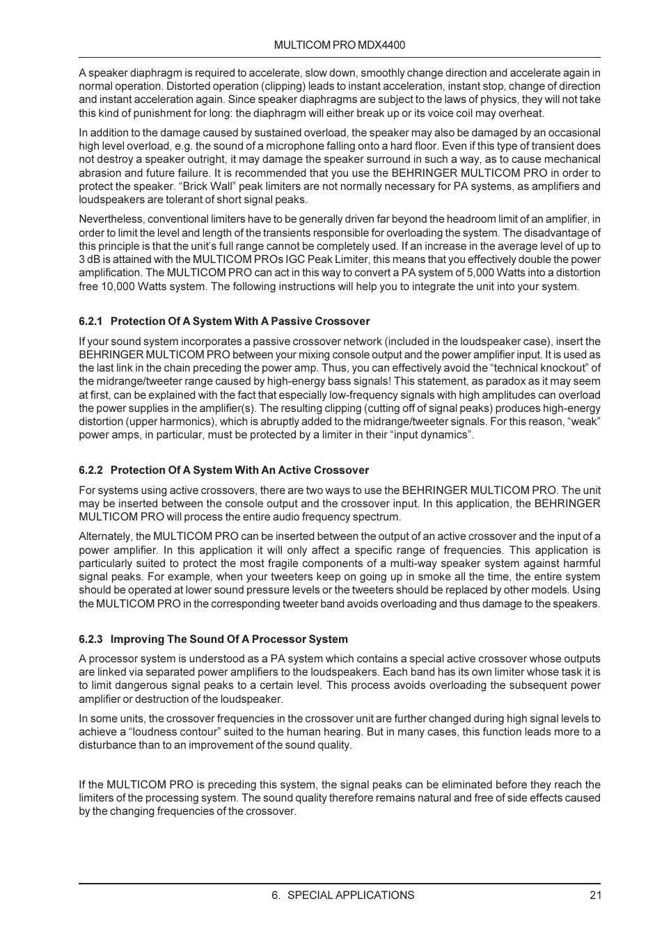 Behringer MDX4400 User Manual | Page 21 / 25