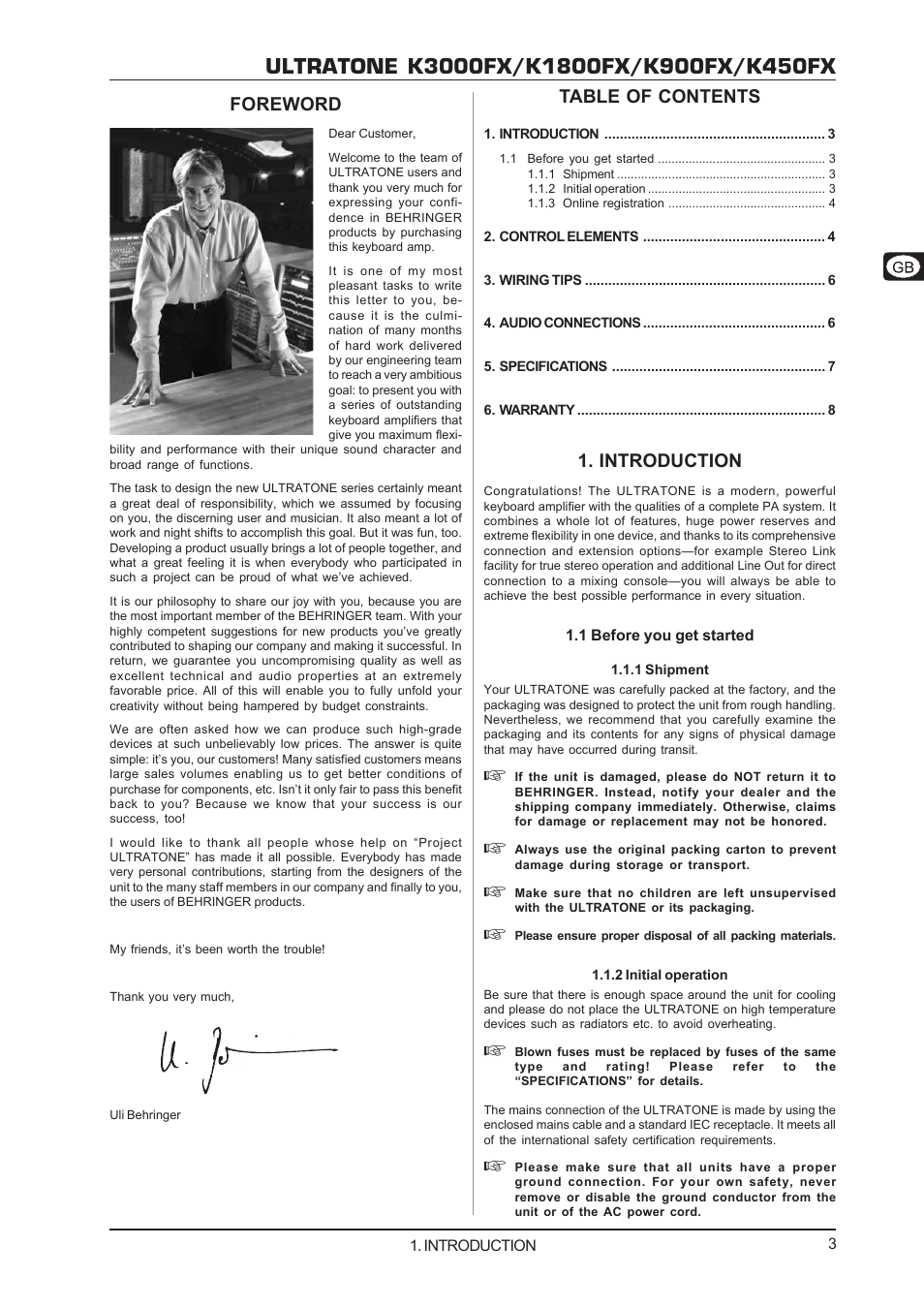 Behringer K450FX User Manual | Page 3 / 8
